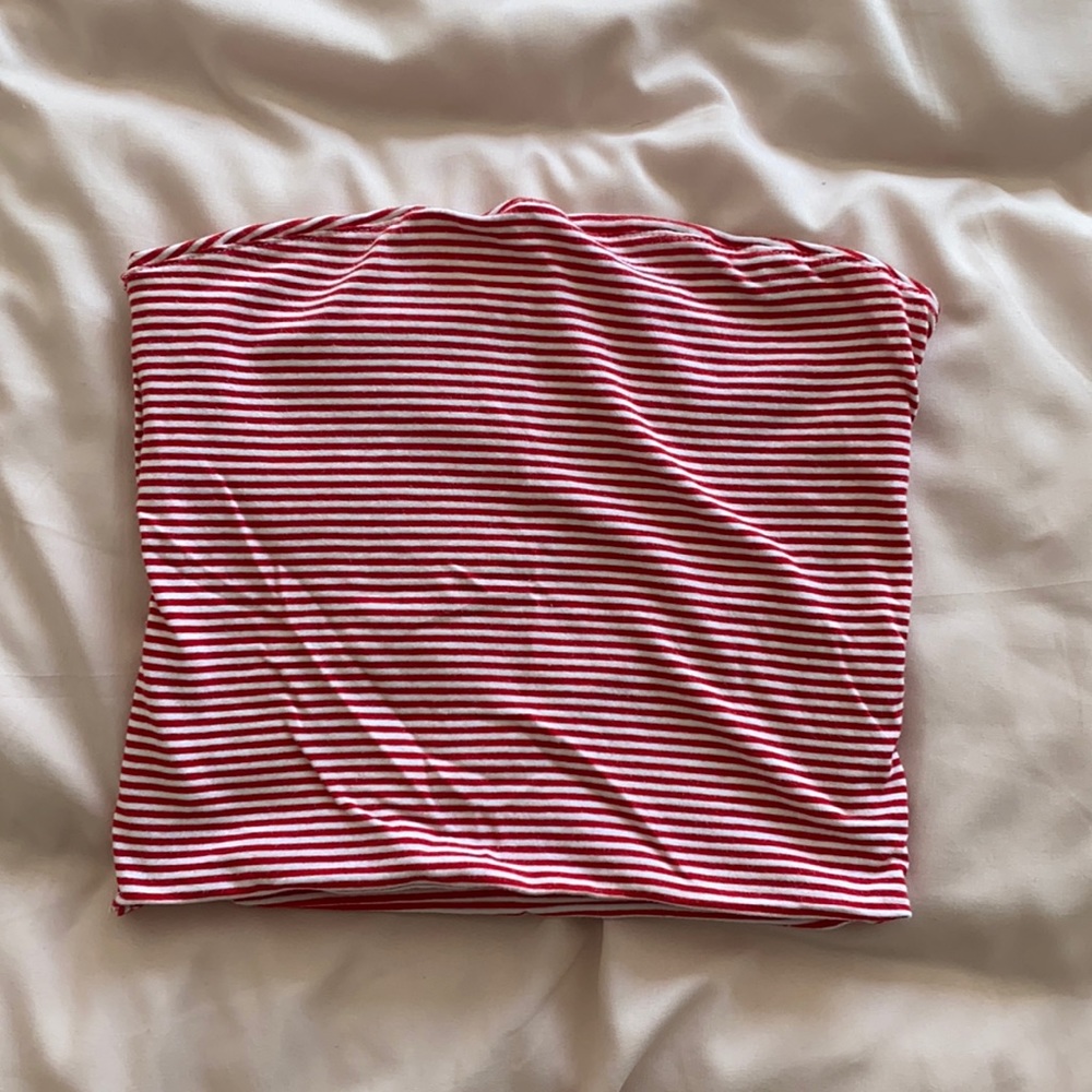Red and white striped tube top